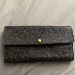 Louis Vuitton Monogram Canvas Wallet with Gold Button